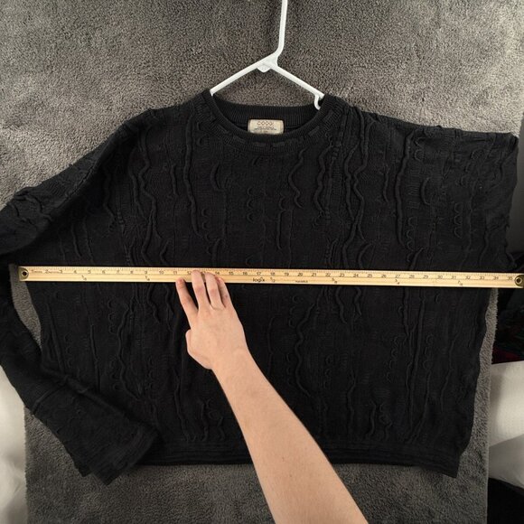 COOGI Australia 5XL Sweater Knit Intricate Black Cotton Pullover Crop Short - Picture 3 of 12